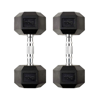Premium Hex Dumbbells – Professional Rubber Coated Weights, Anti-Roll Design, Singles, Pairs or Sets to 60kg for Home Gym Strength Training