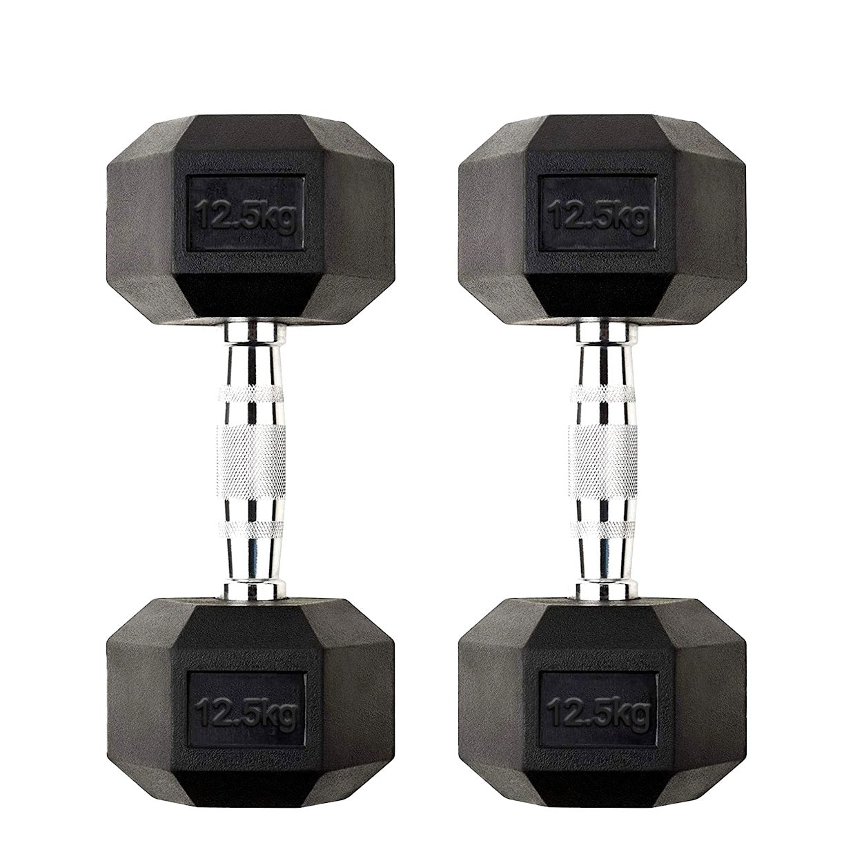 Premium Hex Dumbbells – Professional Rubber Coated Weights, Anti-Roll Design, Singles, Pairs or Sets to 60kg for Home Gym Strength Training