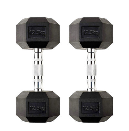 Premium Hex Dumbbells – Professional Rubber Coated Weights, Anti-Roll Design, Singles, Pairs or Sets to 60kg for Home Gym Strength Training