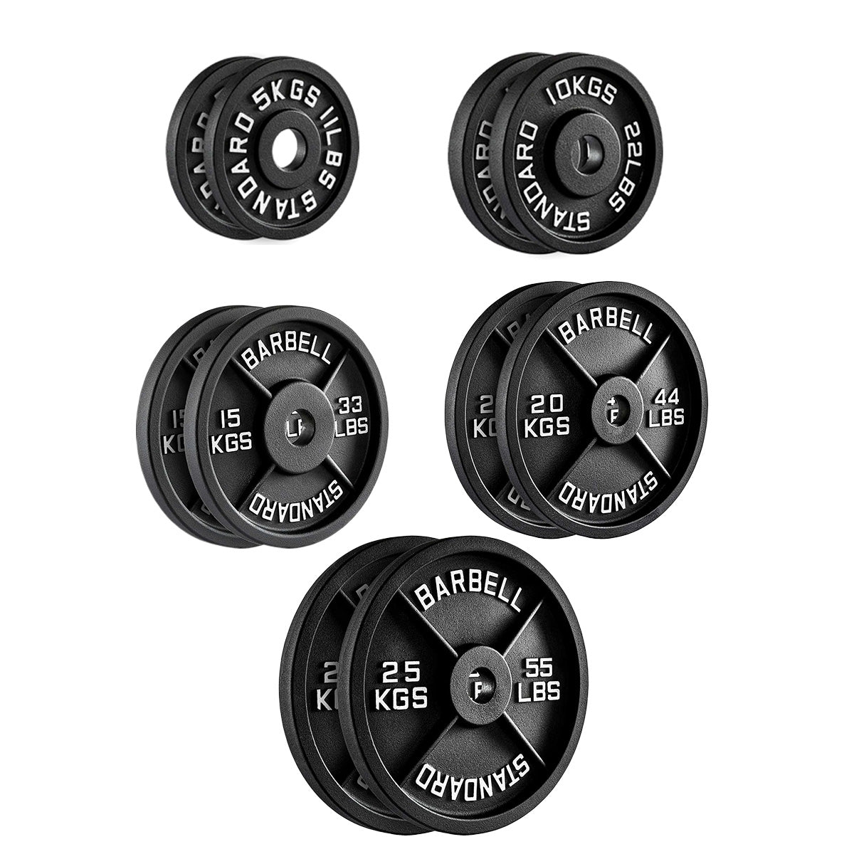 Cast Iron Weight Plates – Premium Strength Training Discs for Home & Commercial Gyms –Pairs & Full Sets with Optional Barbells