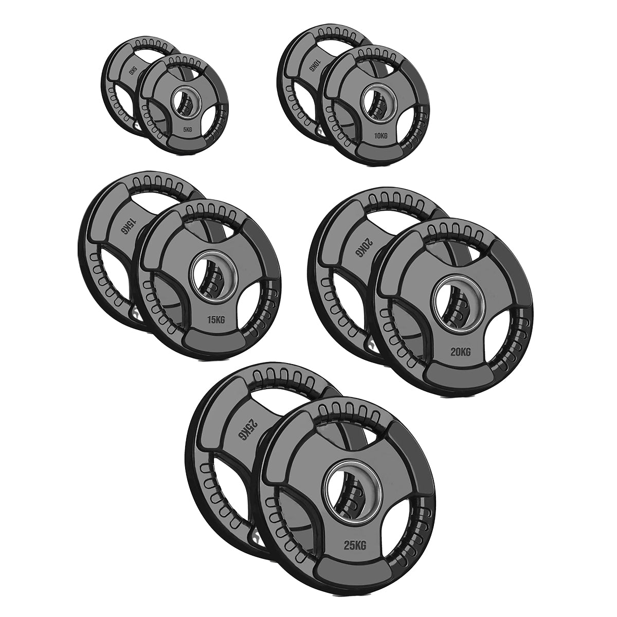 Tri-Grip Olympic Weight Plates – 2'' Rubber-Coated Cast Iron, Premium Quality for Home & Commercial Gyms
