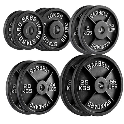 Cast Iron Weight Plates – Premium Strength Training Discs for Home & Commercial Gyms – Singles, Pairs & Full Sets with Optional Barbells