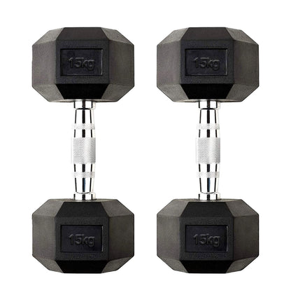 Premium Hex Dumbbells – Professional Rubber Coated Weights, Anti-Roll Design, Singles, Pairs or Sets to 60kg for Home Gym Strength Training