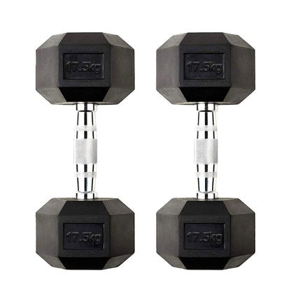 Premium Hex Dumbbells – Professional Rubber Coated Weights, Anti-Roll Design, Singles, Pairs or Sets to 60kg for Home Gym Strength Training