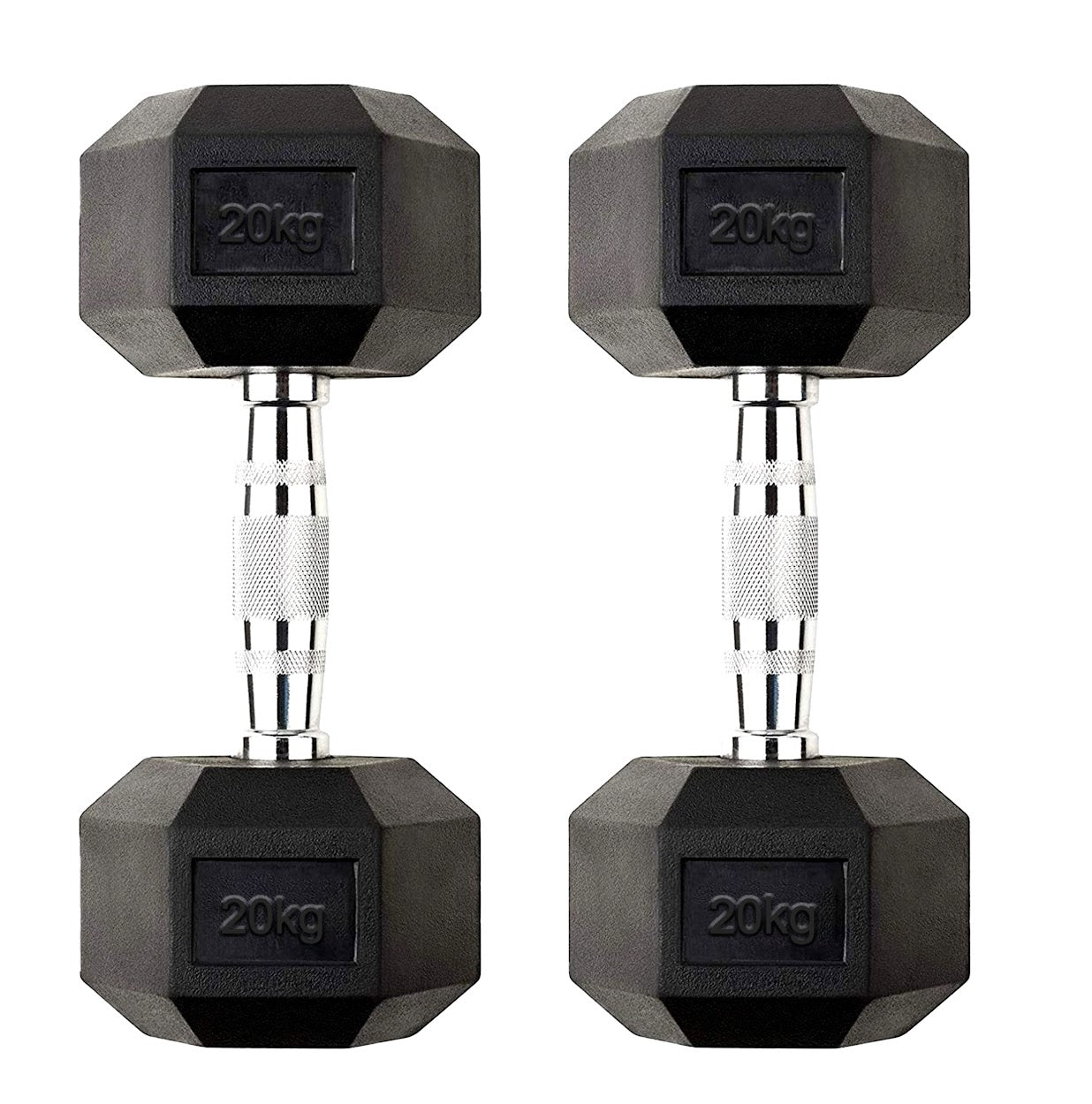 Premium Hex Dumbbells – Professional Rubber Coated Weights, Anti-Roll Design, Singles, Pairs or Sets to 60kg for Home Gym Strength Training