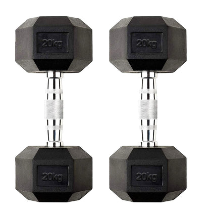 Premium Hex Dumbbells – Professional Rubber Coated Weights, Anti-Roll Design, Singles, Pairs or Sets to 60kg for Home Gym Strength Training