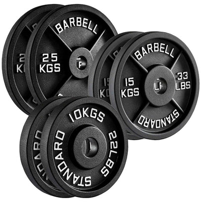 Cast Iron Weight Plates – Premium Strength Training Discs for Home & Commercial Gyms – Singles, Pairs & Full Sets with Optional Barbells