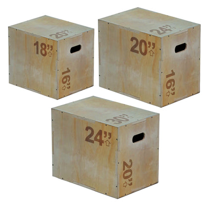 3-in-1 Wooden Plyo Jump Box – Durable Training Platform with Multiple Heights for Box Jumps, Step-Ups & Strength Workouts