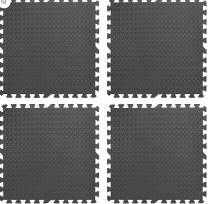 Interlocking Puzzle Exercise Mats – 10mm EVA Foam Tiles with Non-Slip Rubber Top & Shock Absorption – Water-Resistant Home Gym Flooring