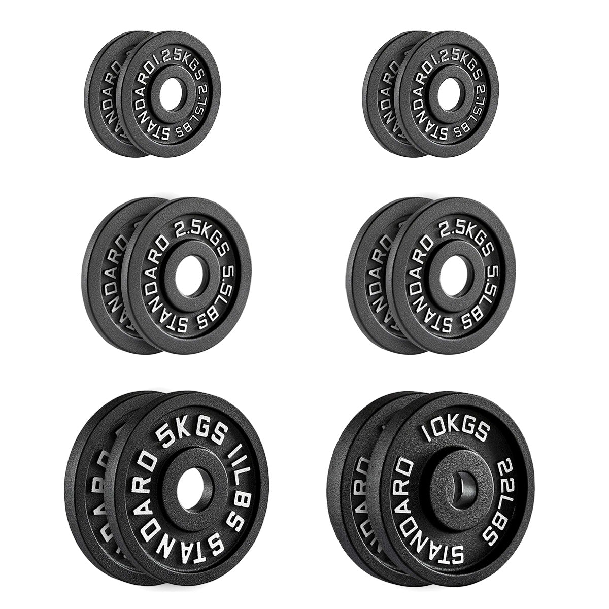Cast Iron Weight Plates – Premium Strength Training Discs for Home & Commercial Gyms –Pairs & Full Sets with Optional Barbells