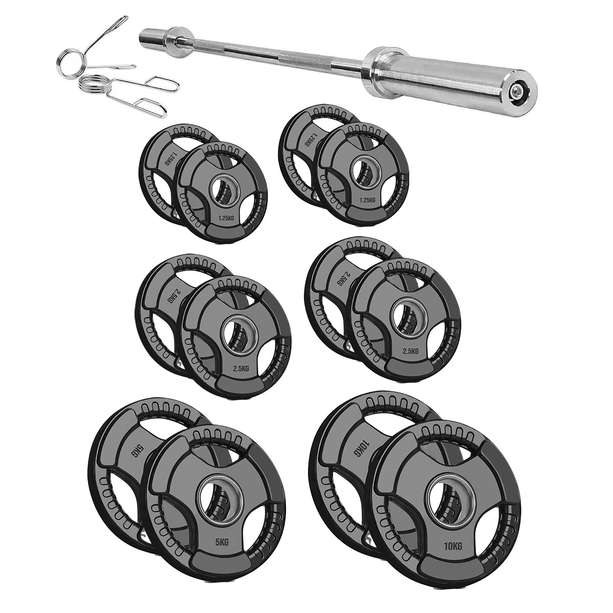 Tri-Grip Olympic Weight Plates – 2'' Rubber-Coated Cast Iron, Premium Quality for Home & Commercial Gyms