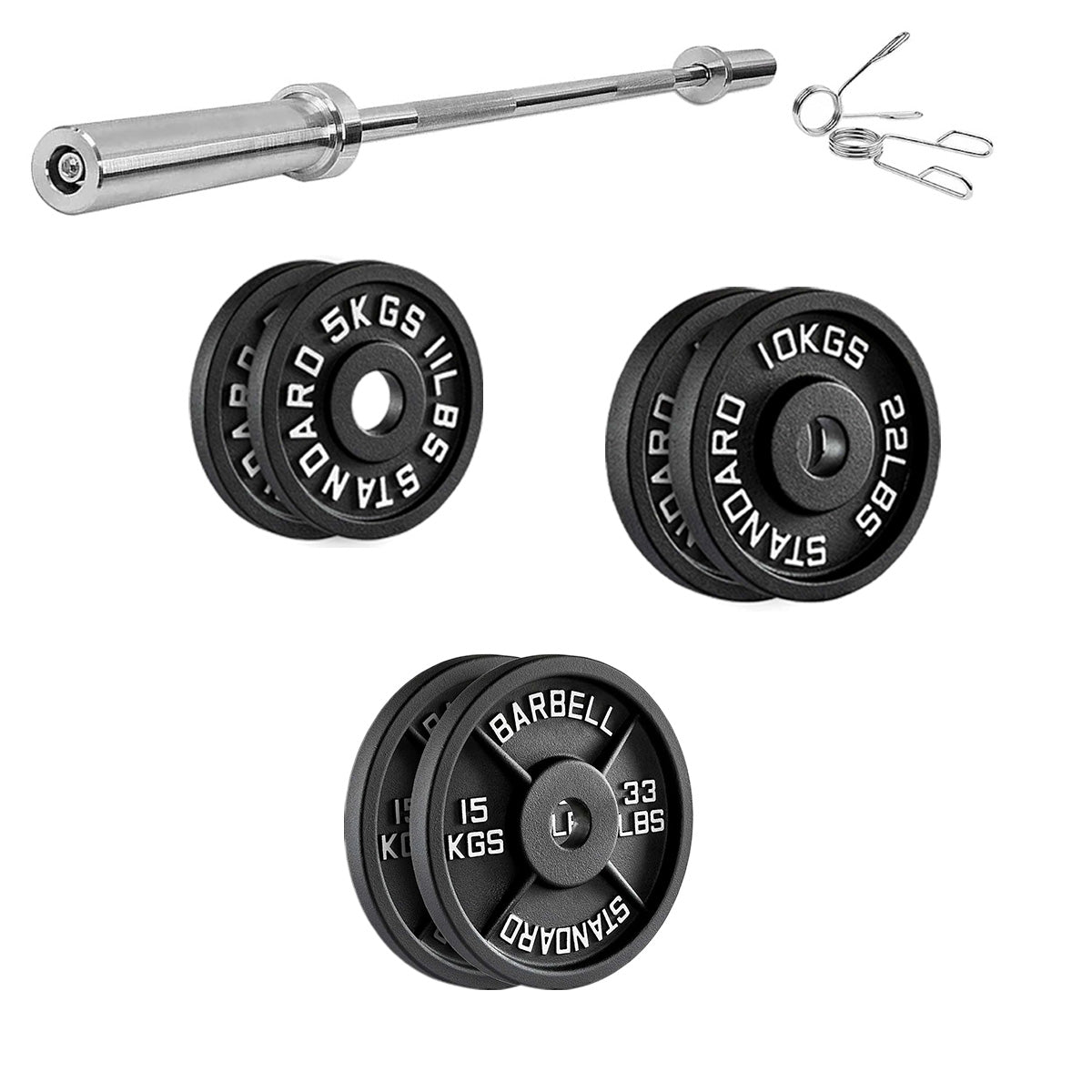 Cast Iron Weight Plates – Premium Strength Training Discs for Home & Commercial Gyms –Pairs & Full Sets with Optional Barbells