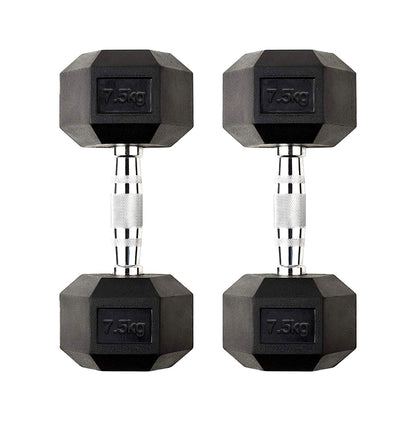 Premium Hex Dumbbells – Professional Rubber Coated Weights, Anti-Roll Design, Singles, Pairs or Sets to 60kg for Home Gym Strength Training