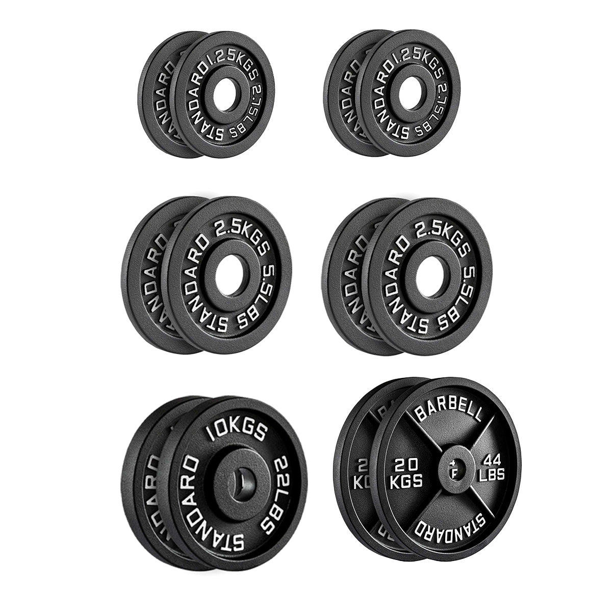 Cast Iron Weight Plates – Premium Strength Training Discs for Home & Commercial Gyms –Pairs & Full Sets with Optional Barbells