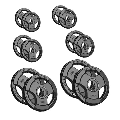 Tri-Grip Olympic Weight Plates – 2'' Rubber-Coated Cast Iron, Premium Quality for Home & Commercial Gyms