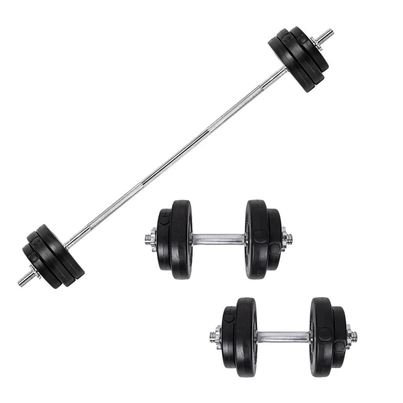 Barbell with weight plates on a white background