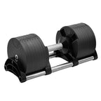 Pair of black dumbbells on a white background