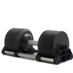 Pair of adjustable dumbbells on a white background