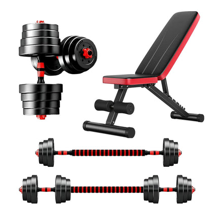 2-in-1 Adjustable Dumbbells & Barbell Set | 20kg 25kg 30kg Vinyl-Coated Weight Set with Connector | Home Gym Strength Training for Men & Women