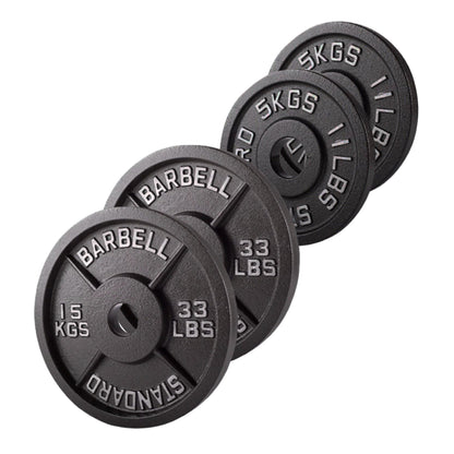 Cast Iron Weight Plates – Premium Strength Training Discs for Home & Commercial Gyms – Singles, Pairs & Full Sets with Optional Barbells