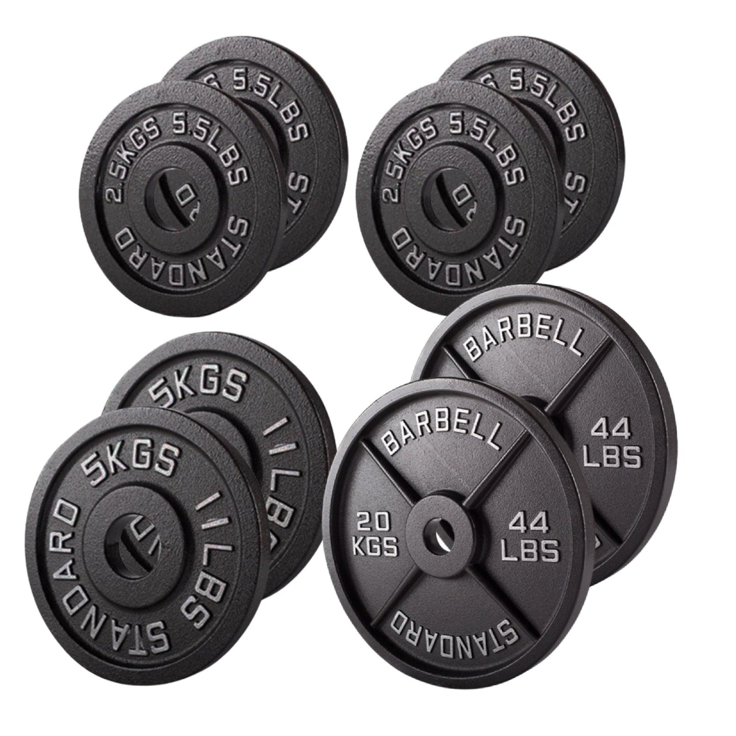 Cast Iron Weight Plates – Premium Strength Training Discs for Home & Commercial Gyms – Singles, Pairs & Full Sets with Optional Barbells