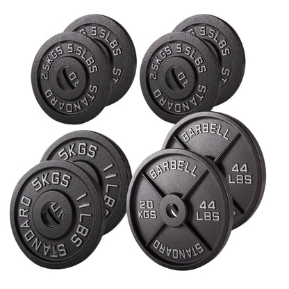 Cast Iron Weight Plates – Premium Strength Training Discs for Home & Commercial Gyms – Singles, Pairs & Full Sets with Optional Barbells
