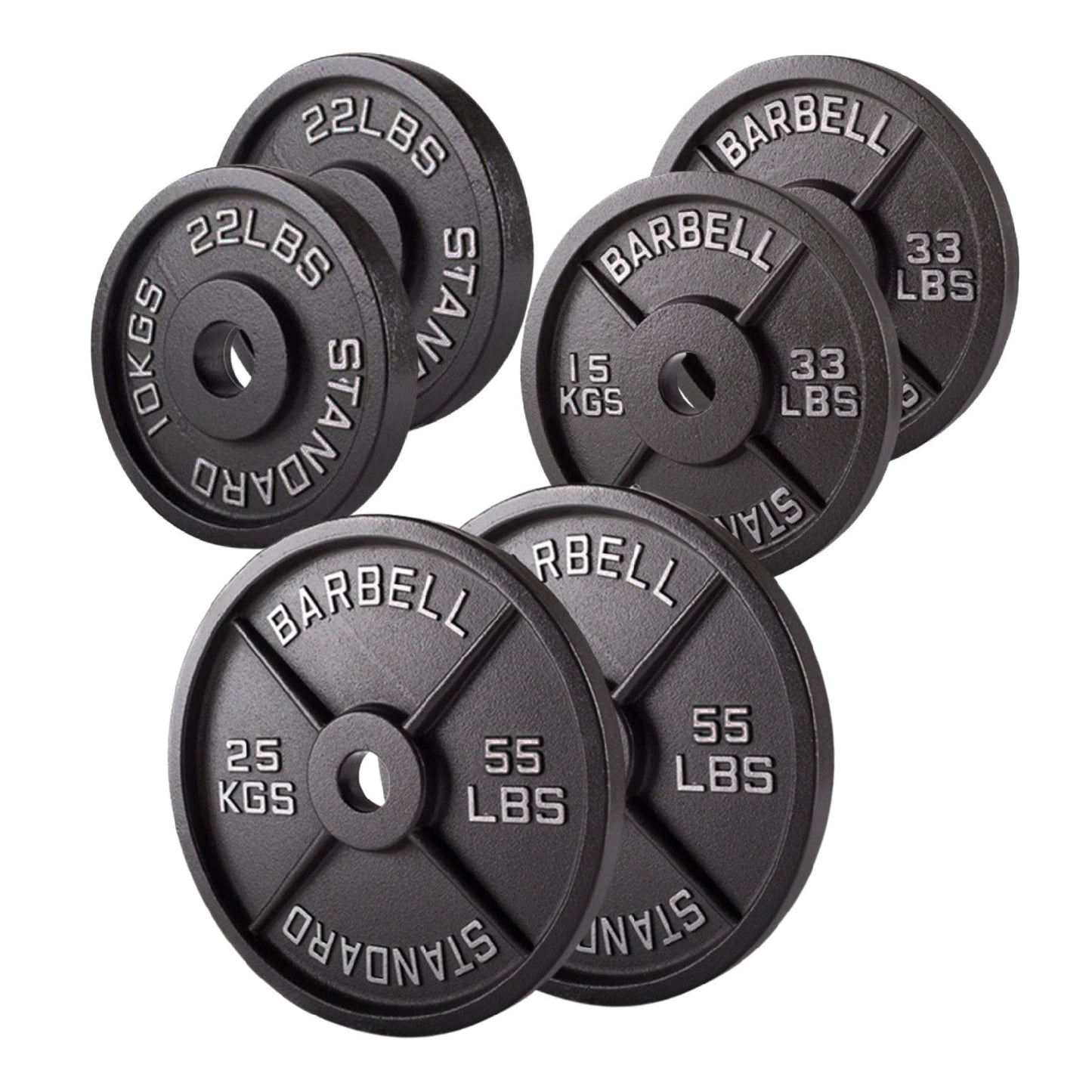 Cast Iron Weight Plates – Premium Strength Training Discs for Home & Commercial Gyms – Singles, Pairs & Full Sets with Optional Barbells