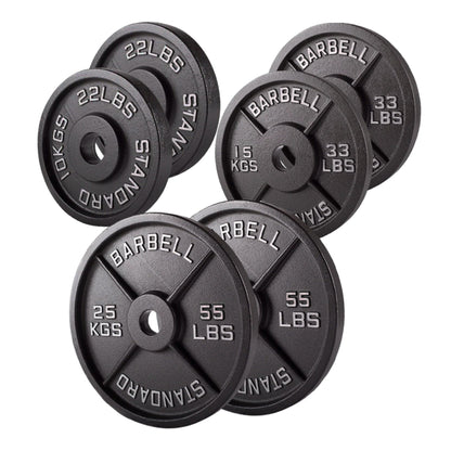 Cast Iron Weight Plates – Premium Strength Training Discs for Home & Commercial Gyms – Singles, Pairs & Full Sets with Optional Barbells