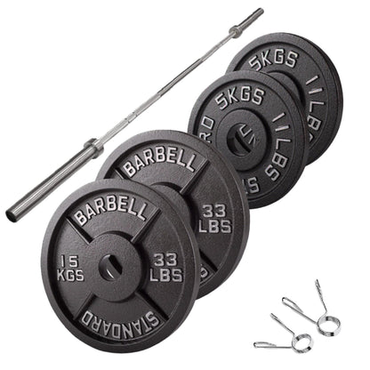 Cast Iron Weight Plates – Premium Strength Training Discs for Home & Commercial Gyms – Singles, Pairs & Full Sets with Optional Barbells