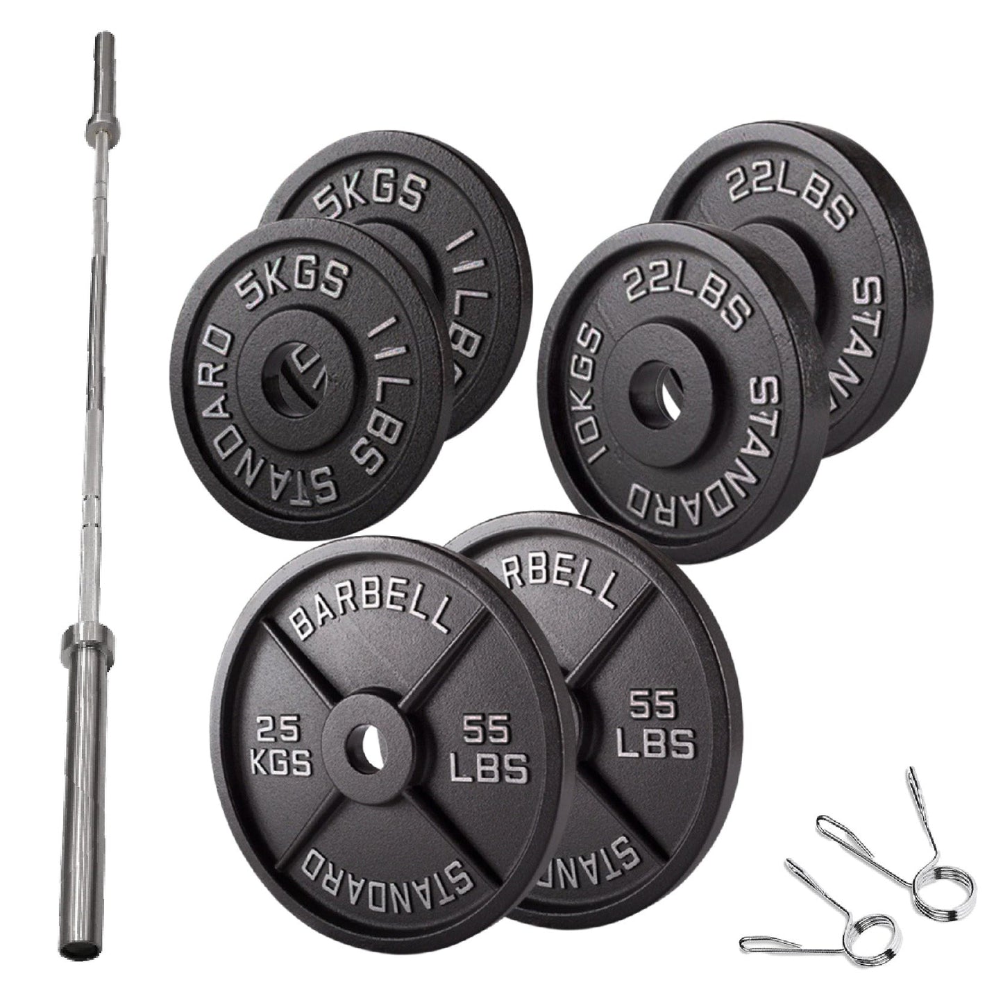 Cast Iron Weight Plates – Premium Strength Training Discs for Home & Commercial Gyms – Singles, Pairs & Full Sets with Optional Barbells