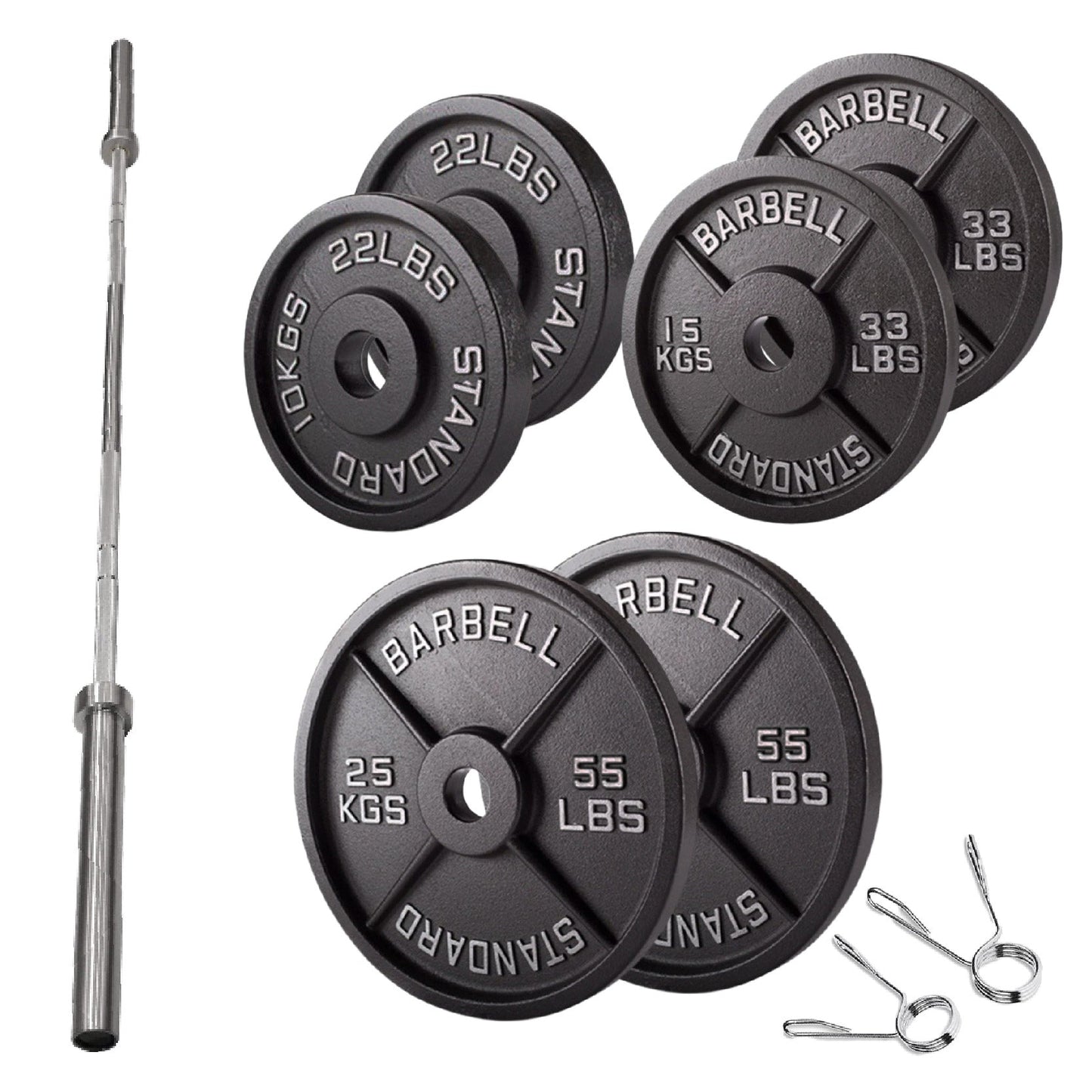 Cast Iron Weight Plates – Premium Strength Training Discs for Home & Commercial Gyms – Singles, Pairs & Full Sets with Optional Barbells