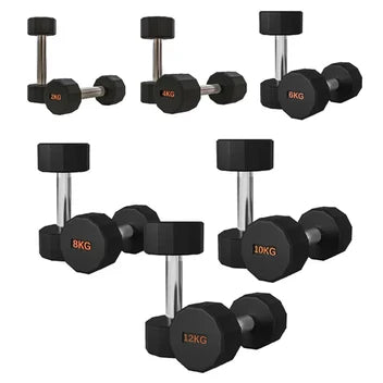 Round Hex Dumbbells Pair with Racks