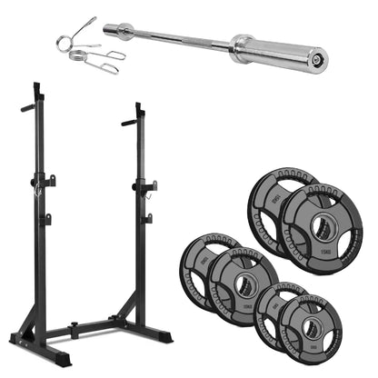 Half Squat Rack – Adjustable Barbell Stand with Dip Station & Spotters, 200kg Capacity – Multi-Function Home Gym Equipment