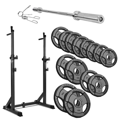 Half Squat Rack – Adjustable Barbell Stand with Dip Station & Spotters, 200kg Capacity – Multi-Function Home Gym Equipment