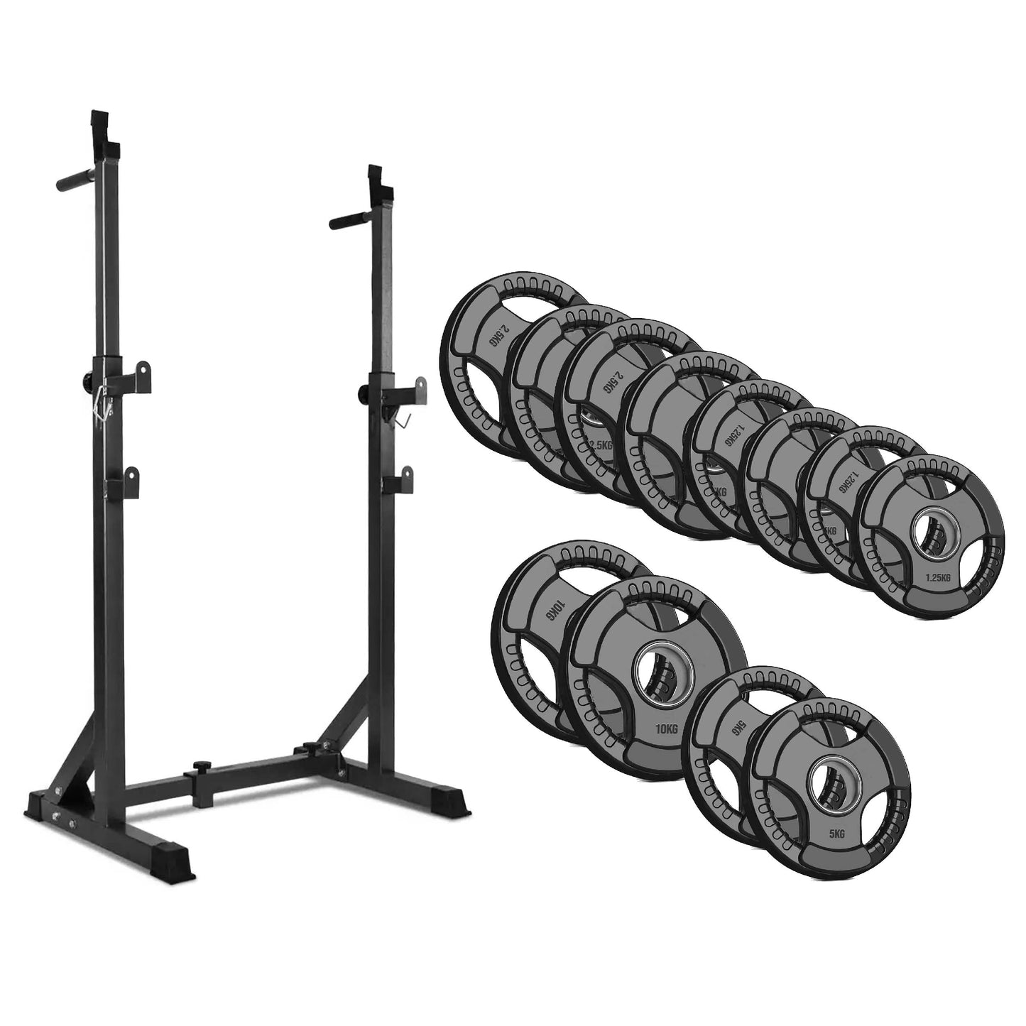 Half Squat Rack – Adjustable Barbell Stand with Dip Station & Spotters, 200kg Capacity – Multi-Function Home Gym Equipment