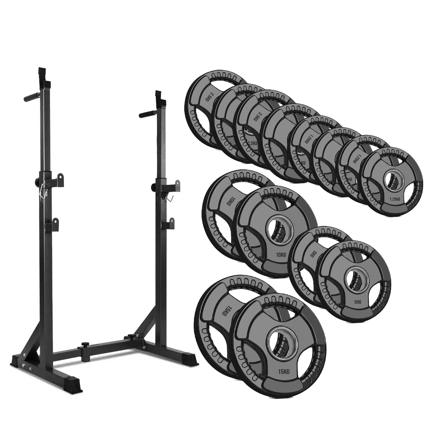 Half Squat Rack – Adjustable Barbell Stand with Dip Station & Spotters, 200kg Capacity – Multi-Function Home Gym Equipment