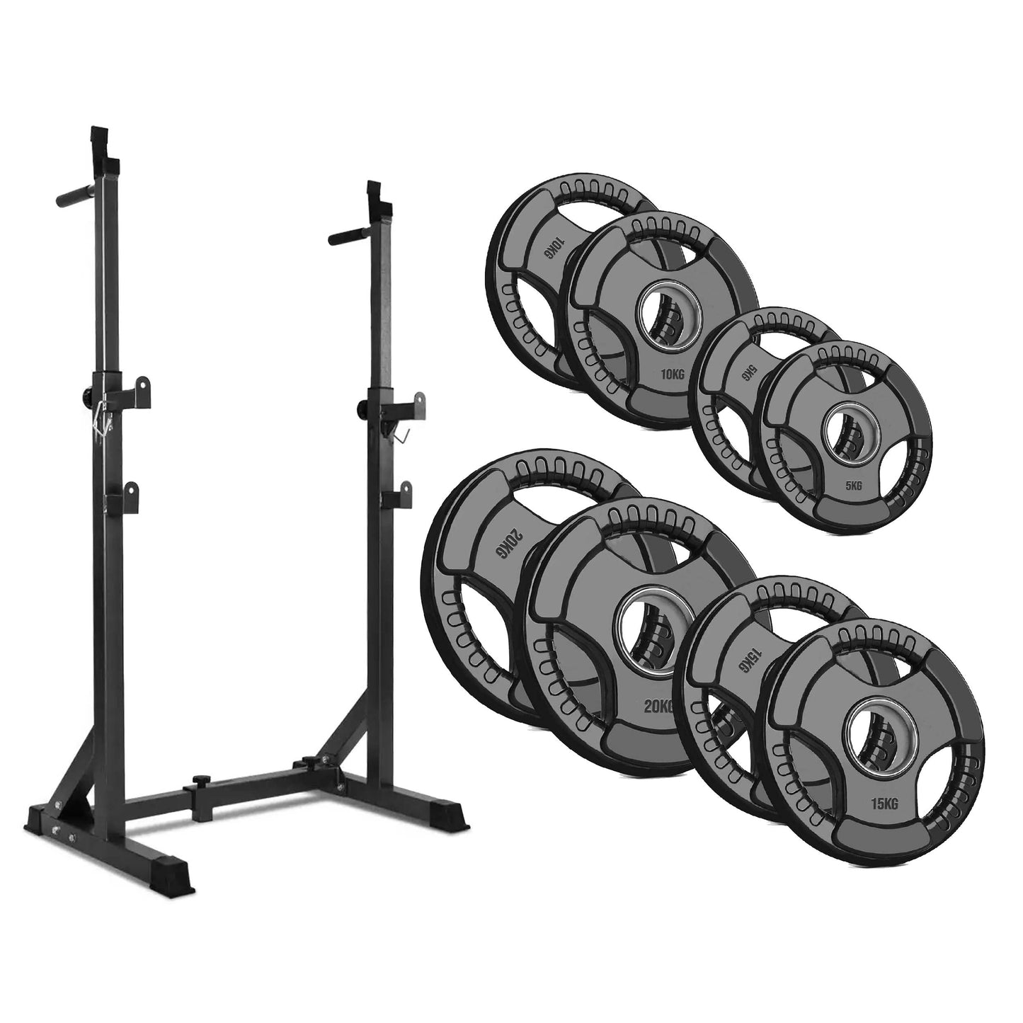 Half Squat Rack – Adjustable Barbell Stand with Dip Station & Spotters, 200kg Capacity – Multi-Function Home Gym Equipment