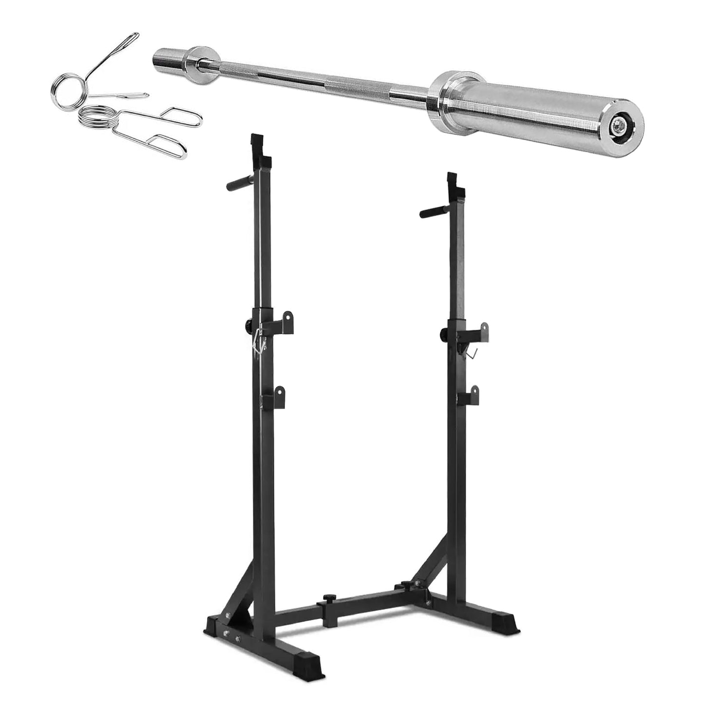 Half Squat Rack – Adjustable Barbell Stand with Dip Station & Spotters, 200kg Capacity – Multi-Function Home Gym Equipment