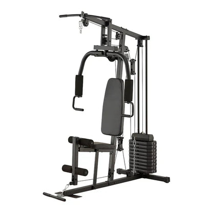 Black home gym equipment on a white background
