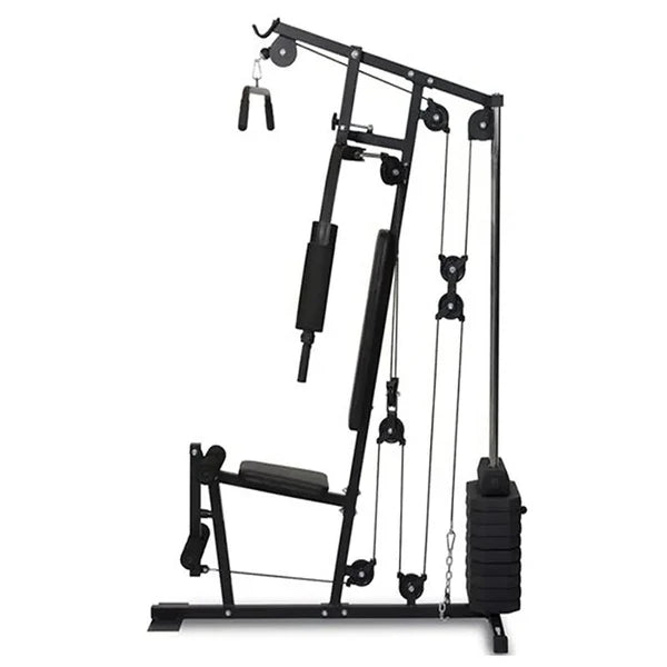 Black home gym equipment on a white background