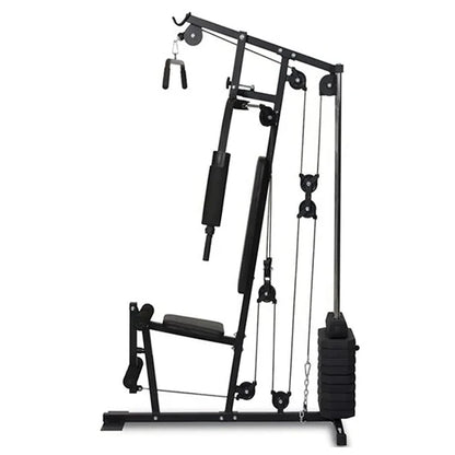 Black home gym equipment on a white background