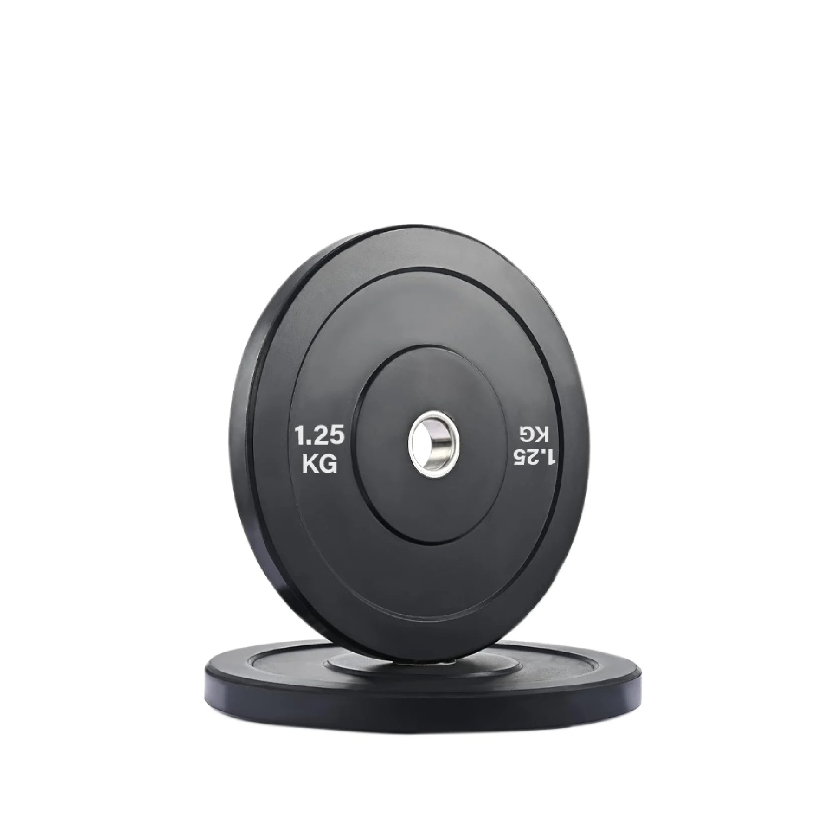 Black weight plate with '1.25 KG' marking on a white background