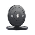 Pair of black weight plates with '20 KG' marking on a white background