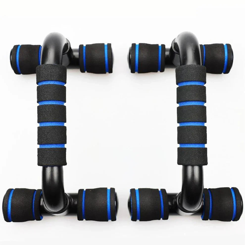 Black and blue hand gripper on a white background