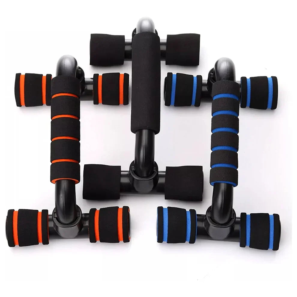 Set of black hand grippers with colorful straps on a white background