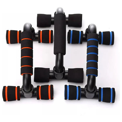 Set of black hand grippers with colorful straps on a white background