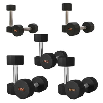 Round Hex Dumbbells Pair with Racks