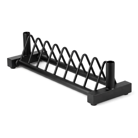 Horizontal Weight Plate Rack, Heavy-Duty Steel Olympic & Standard Plate Storage Holder with Rolling Wheels for Home Gym Organisation