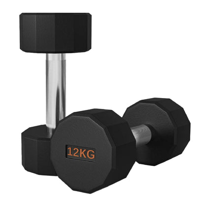 Premium Round Hex Dumbbells – Rubber-Coated, Knurled Grip, Anti-Roll Design – Singles, Pairs, Sets & Optional Rack