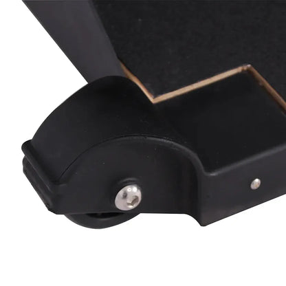 Close-up of a black metal bracket with screws on a white background